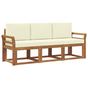vidaXL Set di divani da esterno con cuscino 3 pcs Naturale e Crema