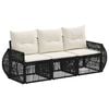 vidaXL Set Divano da Giardino 3 pz Nero e Bianco Crema polyrattan