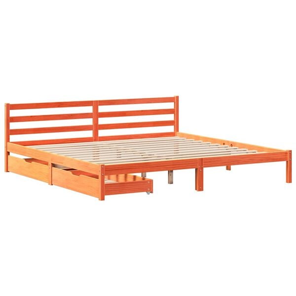 vidaXL Letto senza Materasso Marrone Cera 200x200 cm in Legno di Pino