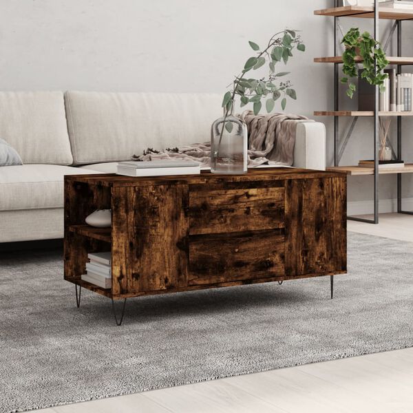 vidaXL Tavolino da Salotto Rovere Fumo 102x44,5x50cm Legno Multistrato