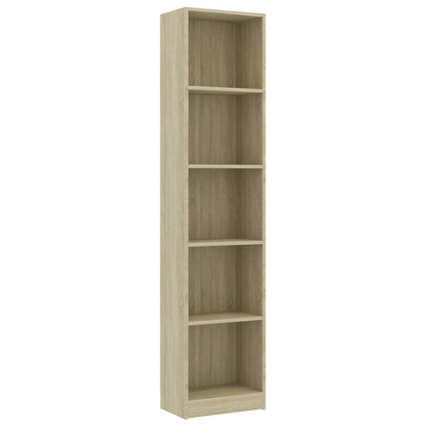vidaXL Libreria 5 Ripiani Rovere Sonoma 40x24x175 cm Legno Multistrato