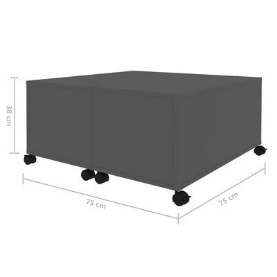 vidaXL Tavolino da Salotto Grigio 75x75x38 cm in Legno Multistrato