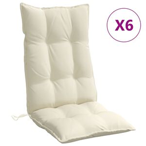 vidaXL Cuscini per Sedia con Schienale Alto 6 pz Crema Tessuto Oxford