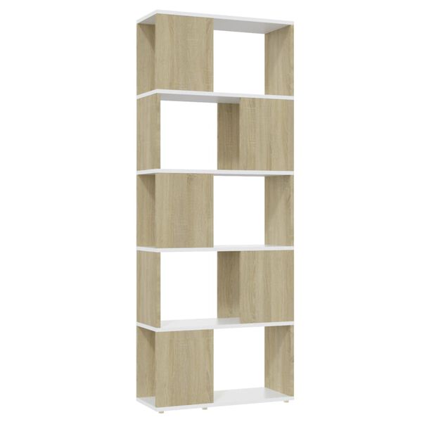 vidaXL Libreria/Divisorio Bianco e Rovere Sonoma 60x24x155 cm