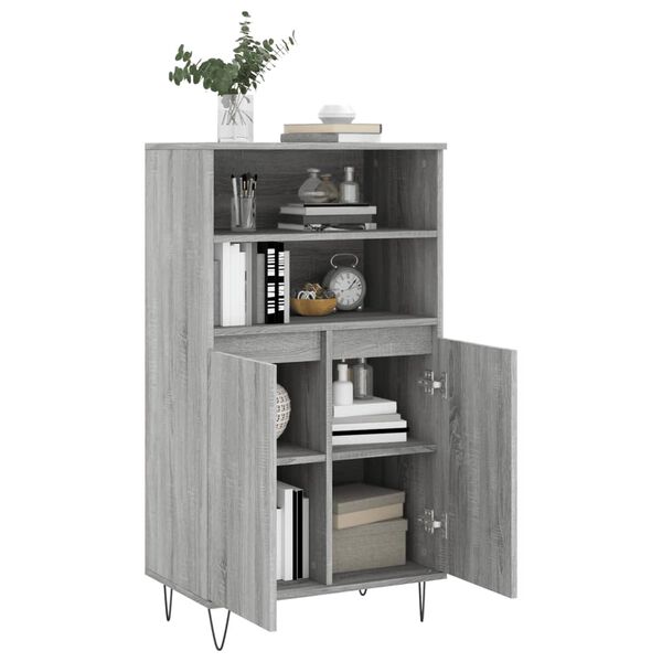 vidaXL Credenza Grigio Sonoma 60x36x110 cm in Legno Multistrato