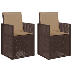 vidaXL Sedie da pranzo da giardino 2 pz Marrone e Tortora PP