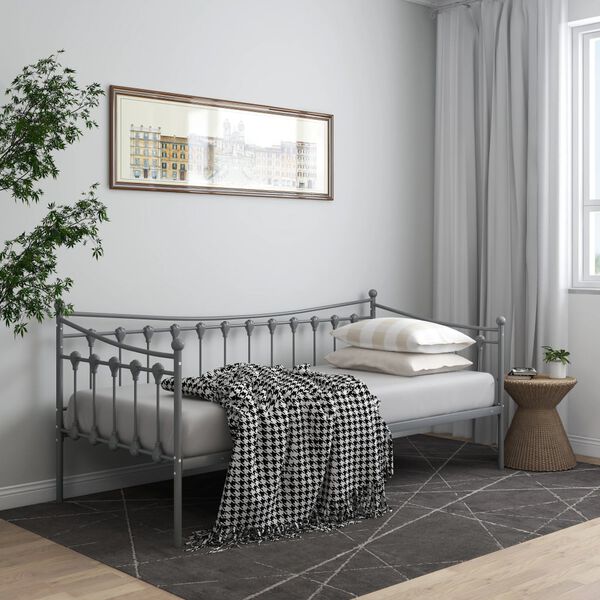 vidaXL Telaio Divano Letto Grigio in Metallo 90x200 cm