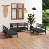 vidaXL Set Divani da Giardino 6 pz Nero in Legno Massello di Pino