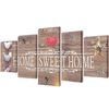 vidaXL Set Stampa su Tela da Muro 5 pz Home Sweet Home 100 x 50 cm