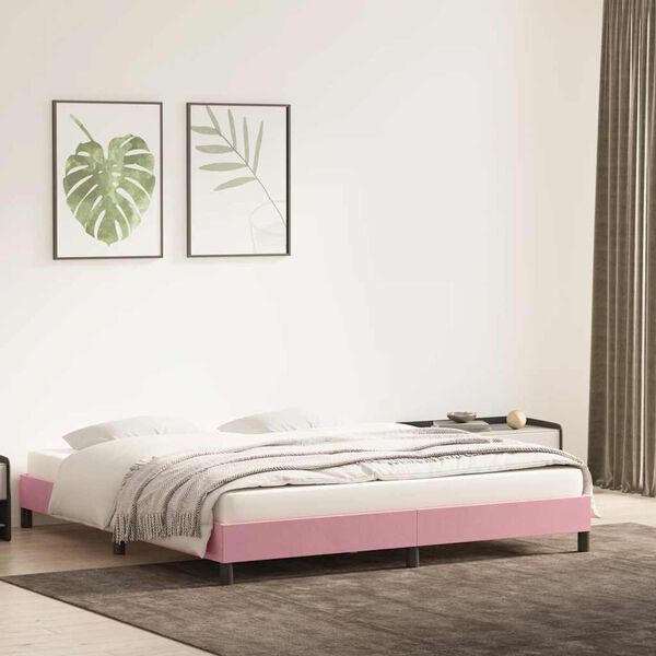 vidaXL Giroletto senza Materasso Rosa 200x220 cm Velluto