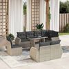 vidaXL Set Divano da Giardino 9pz con Cuscini Grigio Chiaro Polyrattan