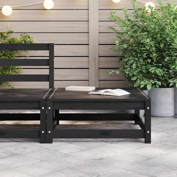 vidaXL Poggiapiedi da Giardino 70x70x30 cm Nero Legno Massello di Pino