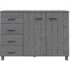 vidaXL Credenza HAMAR Grigio Scuro 113x40x80 cm Legno Massello di Pino