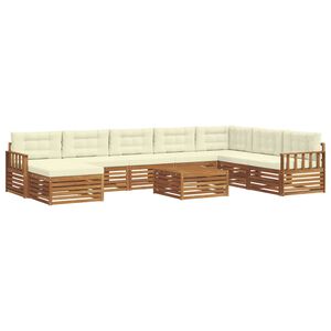 vidaXL Set di divani da esterno 9 pz Naturale e Crema