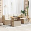 vidaXL Set Divano da Giardino 6 pz con Cuscini Beige Polyrattan Acacia