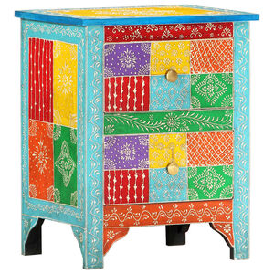 vidaXL Comodino Dipinto a Mano 40x30x50 cm in Legno Massello di Mango