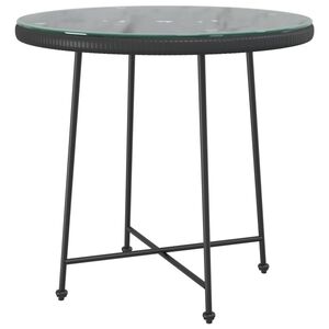 vidaXL Tavolo da Pranzo Nero &Oslash;80 cm Vetro Temperato e Acciaio