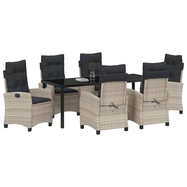 vidaXL Set da Pranzo per Giardino 7 pcs Grigio chiaro polyrattan