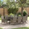 vidaXL Set da Pranzo per Giardino con cuscino 9 pcs Grigio polyrattan