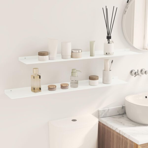 vidaXL Mensola sospesa 2 pcs Bianco 100 x 18 x 2,5 cm Acciaio