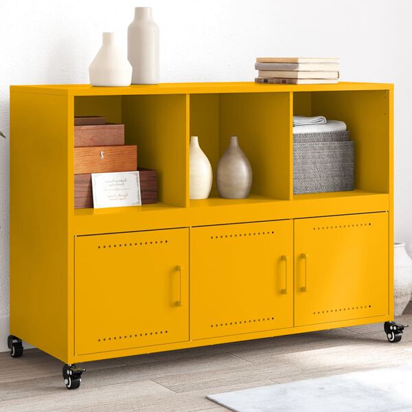 vidaXL Credenza Giallo Senape 100,5x39x72 cm in Acciaio