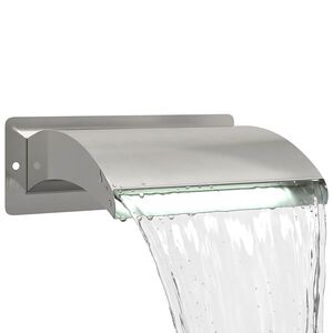 vidaXL Cascata da Piscina con Luce LED Acciaio Inox 304 30 x 9 x 26 cm