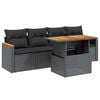 vidaXL Set Divani da Giardino 5 pz con Cuscini in Polyrattan Nero