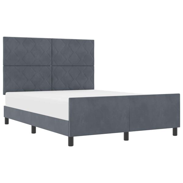 vidaXL Letto a molle con testiera Grigio scuro 140 x 200 cm Velluto