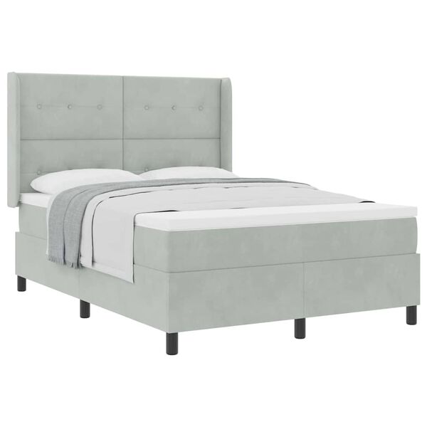 vidaXL Letto a molle con testiera Grigio chiaro 140 x 190 cm Velluto
