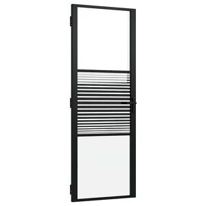 vidaXL Porta in vetro Rigato Nero 76 x 3,5 x 201,5 cm Alluminio