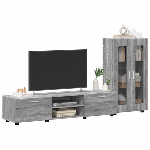 vidaXL Set mobile TV con porta FLORIN Grigio Sonoma Legno multistrato