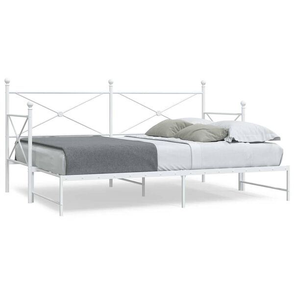 vidaXL Divano Letto Estraibile senza Materasso Bianco 90x190cm Acciaio