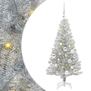 vidaXL Albero di Natale con 150 LED con supporto Argento 120 cm PET