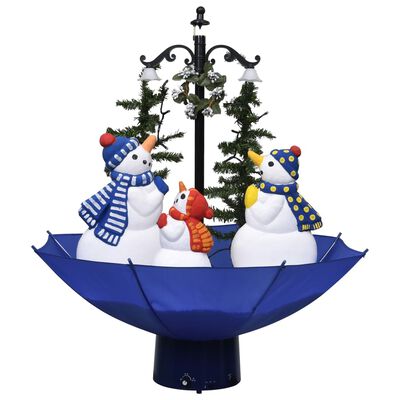 vidaXL Albero di Natale con Nevicata e Base ad Ombrello Blu 75 cm PVC