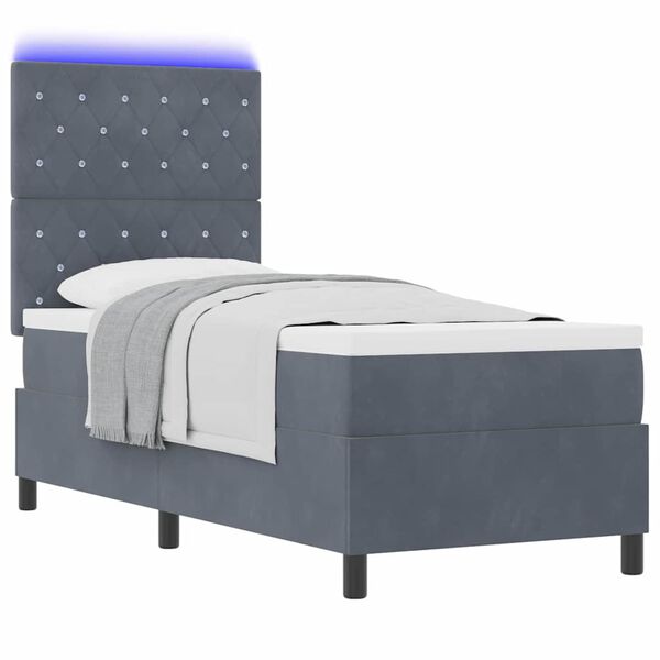 vidaXL Letto a Sorgente LED Grigio scuro 80 x 200 cm Tessuto