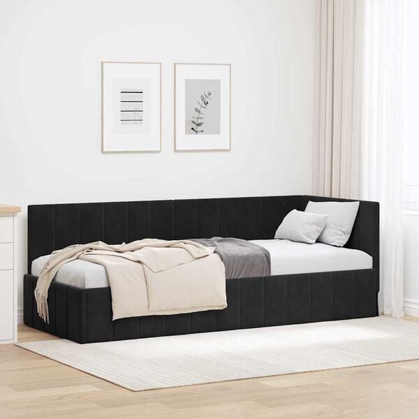 vidaXL Cornice del letto ad angolo Nero 80 cm x 200 cm Velluto