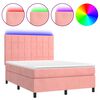 vidaXL Letto a Molle con Materasso e LED Rosa 140x190 cm in Velluto