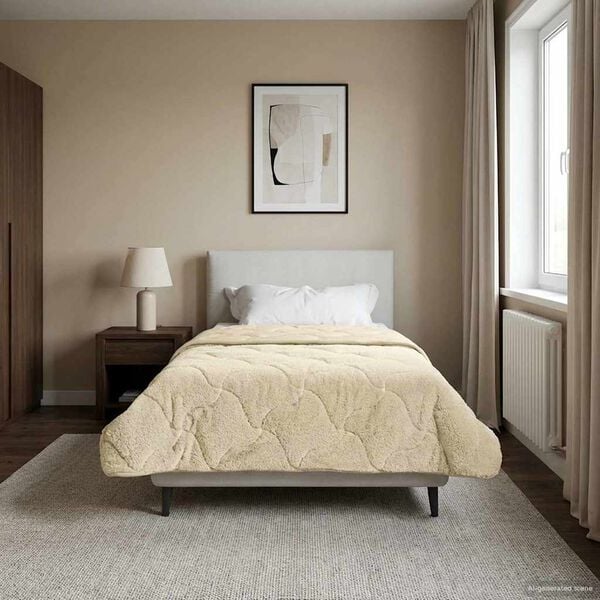 vidaXL Duvet Invernale Crema 140 x 200 cm Microfibra e Fleece Teddy