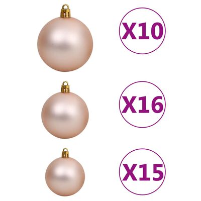 vidaXL Set Natale con 120 Palline Punta e 300 Luci LED Oro Rosa
