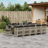 vidaXL Set da Pranzo da Giardino 15 pz con Cuscini Grigio Polyrattan