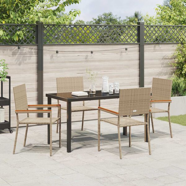vidaXL Set da Pranzo per Giardino con cuscino 5 pcs Beige polyrattan