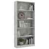 vidaXL Libreria 5 Ripiani Grigio Cemento 80x24x175cm Legno Multistrato