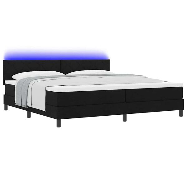 vidaXL Letto a molle con materasso con led Nero 200 x 200 cm Tessuto