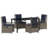 vidaXL Set da Pranzo per Giardino 5 pcs Grigio polyrattan