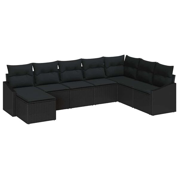vidaXL Set Divano da Giardino con cuscino 8 pcs Nero polyrattan