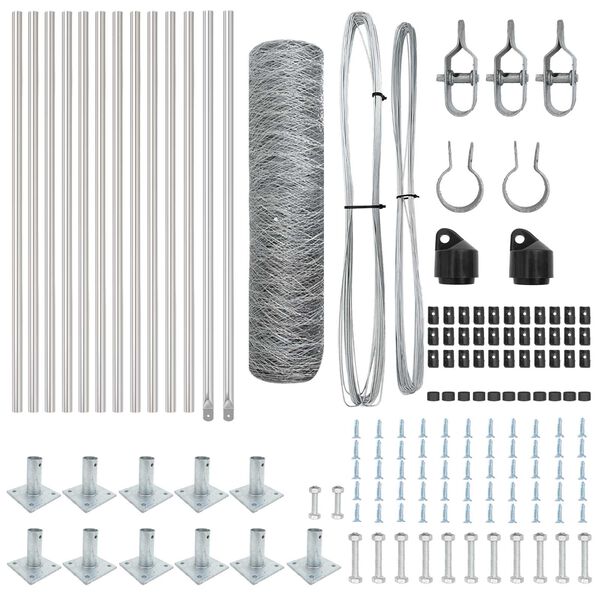 vidaXL Palo della recinzione Argento 25 x 0,6 m (rete 50 mm) Acciaio