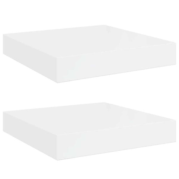 vidaXL Scaffali a Parete 2 pz Bianco Lucido 23x23,5x3,8 cm in MDF