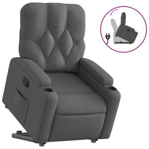 vidaXL Poltrona Alzapersona Reclinabile Grigio Scuro in Tessuto