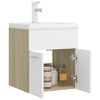 vidaXL Mobile Lavabo Integrato Bianco Rovere Sonoma Legno Multistrato