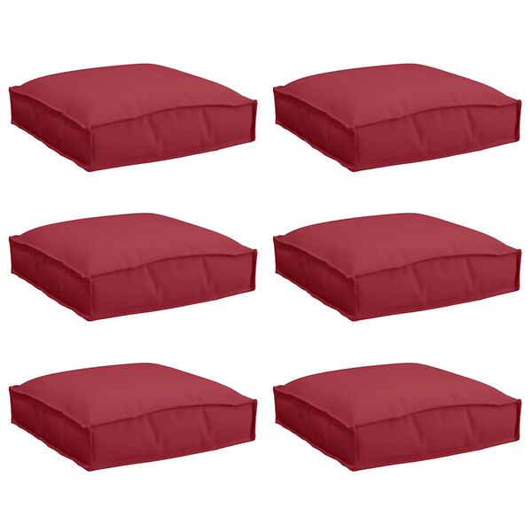 vidaXL Cuscino 6 pcs Rosso Vino 40 x 40 x 8 cm Tessuto Oxford